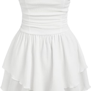 white drop waist dress